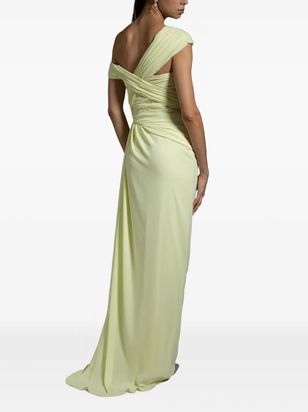 Monique Lhuillier Off-shoulder Maxi Dress In Green