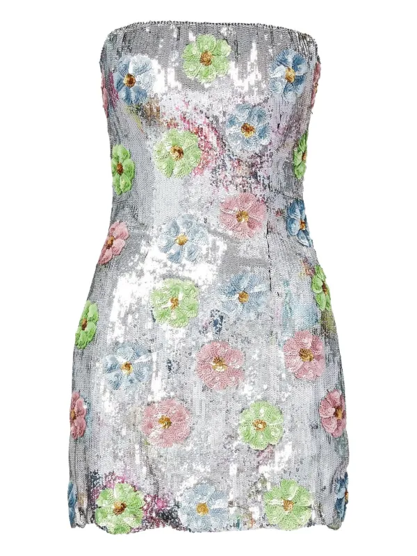 Brandon Maxwell The Esme Sequined Mini Dress - Silver