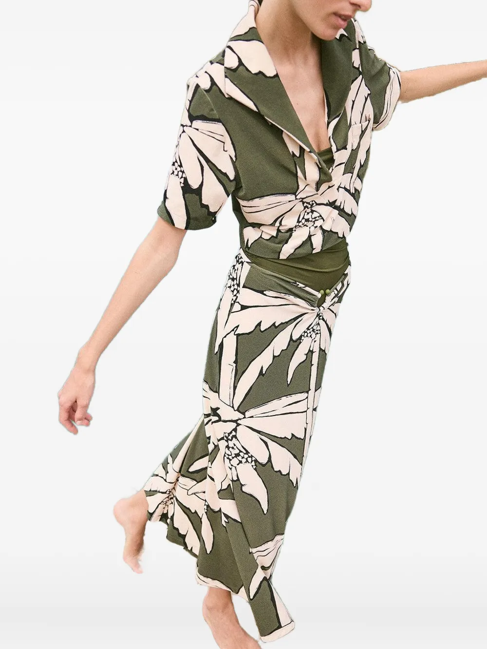 Johanna Ortiz palm-tree-print shirt Groen