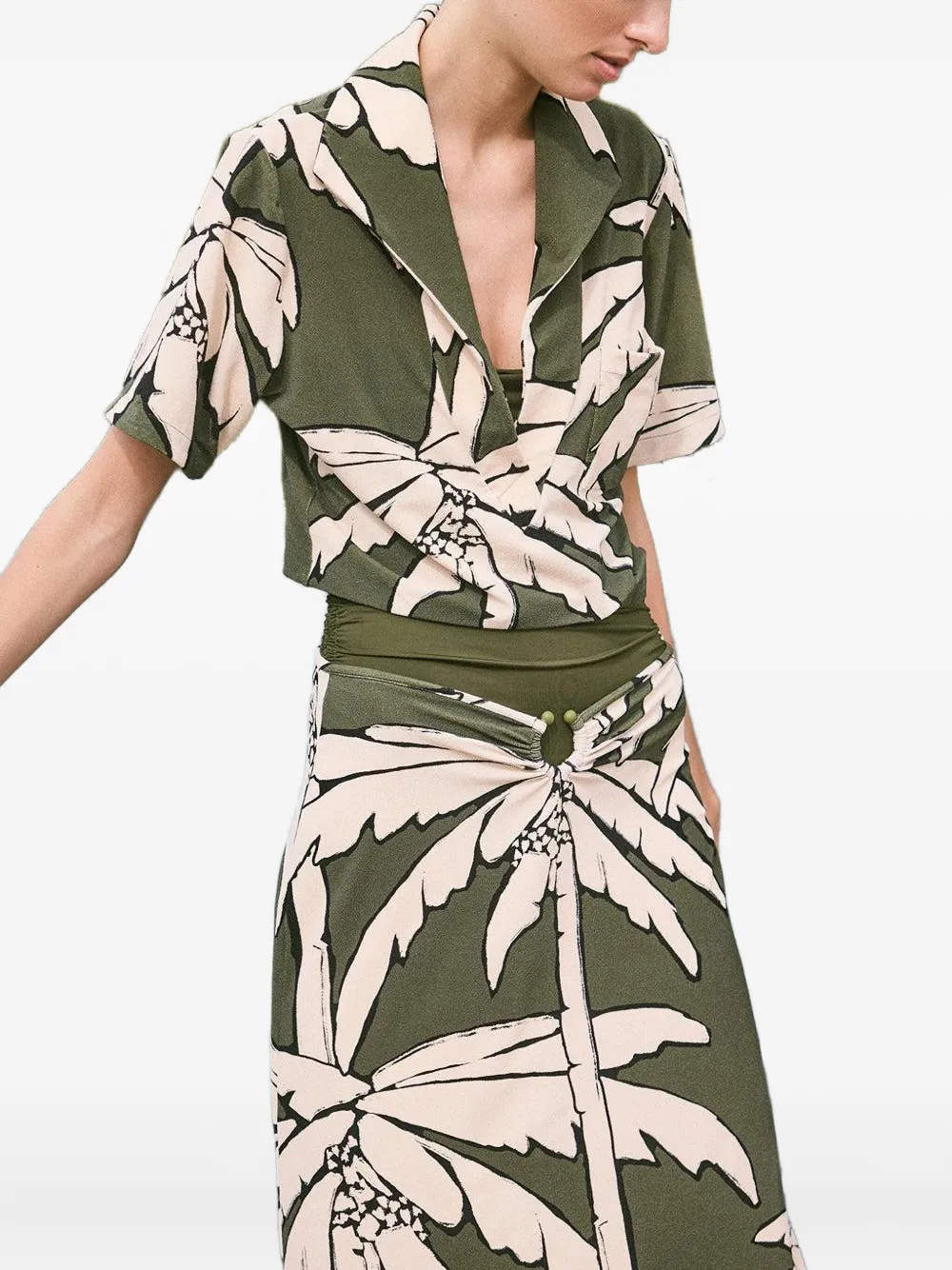 Johanna Ortiz palm-tree-print shirt Groen