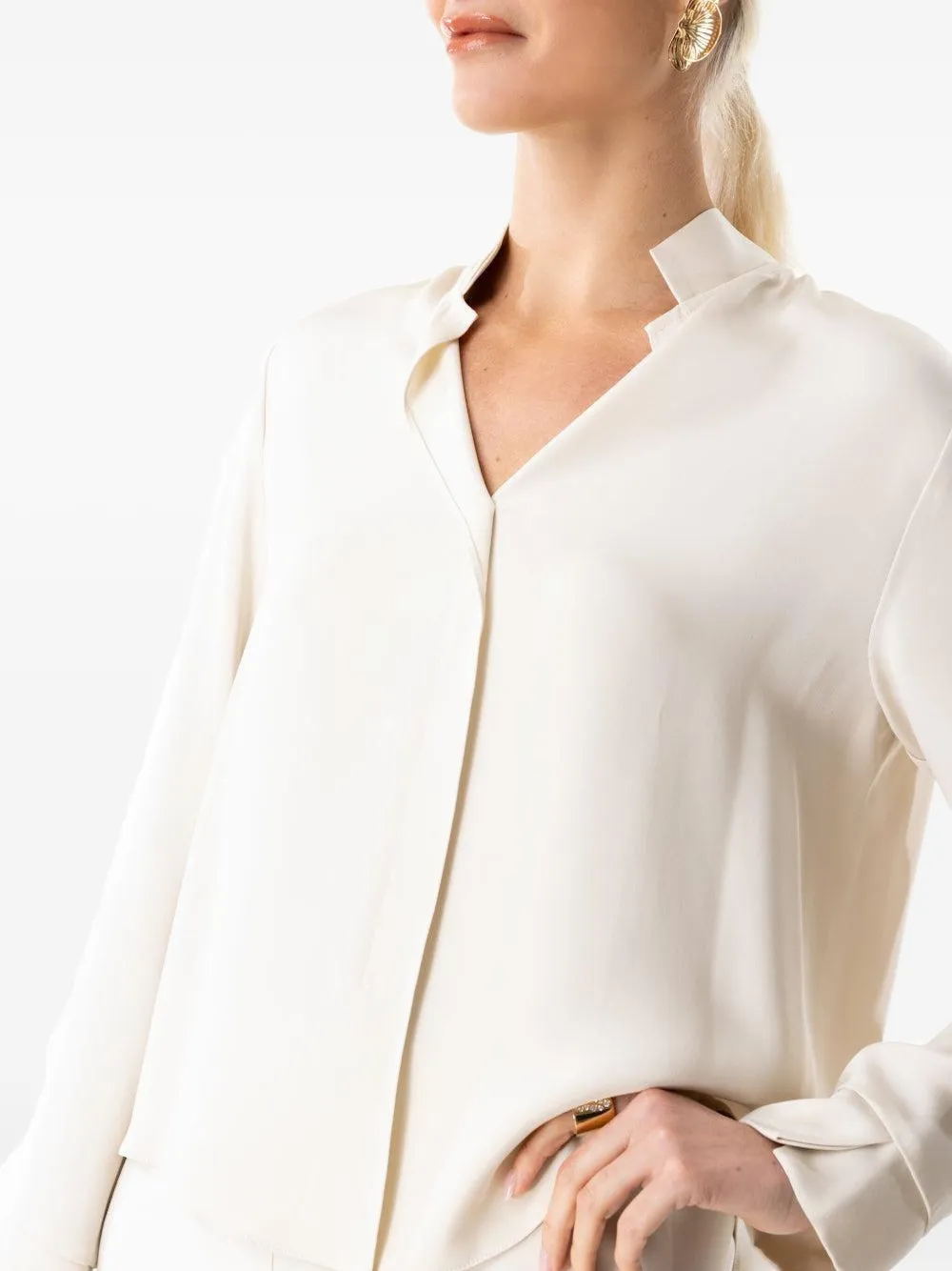 Peter Cohen cuffed-sleeves buttoned blouse Beige
