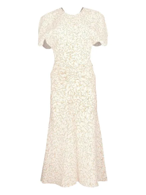 Victoria Beckham gathered floral-print midi dress