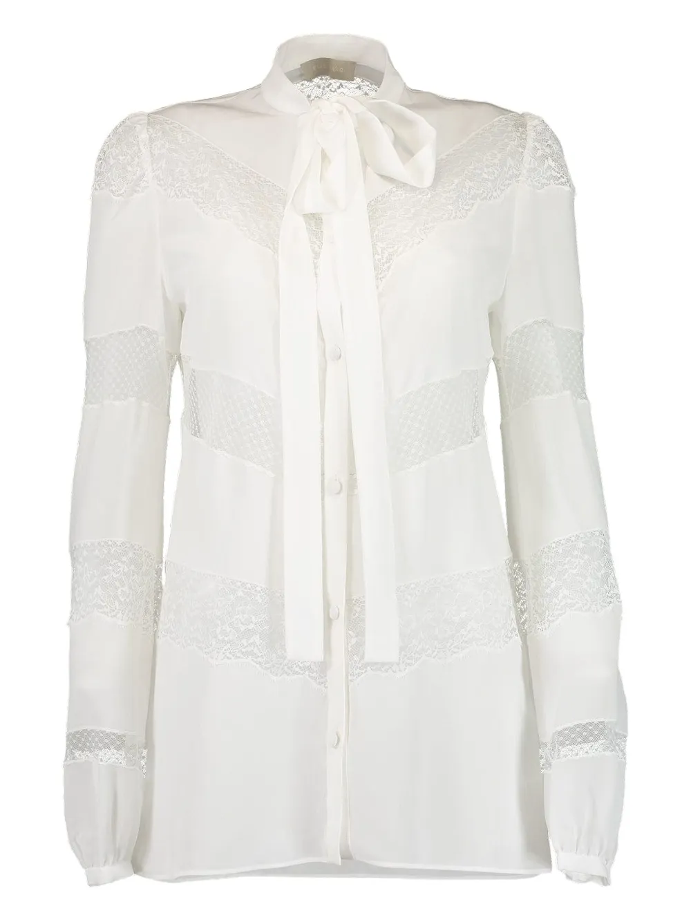 Elie Saab Lace-insert Crepe Shirt In White