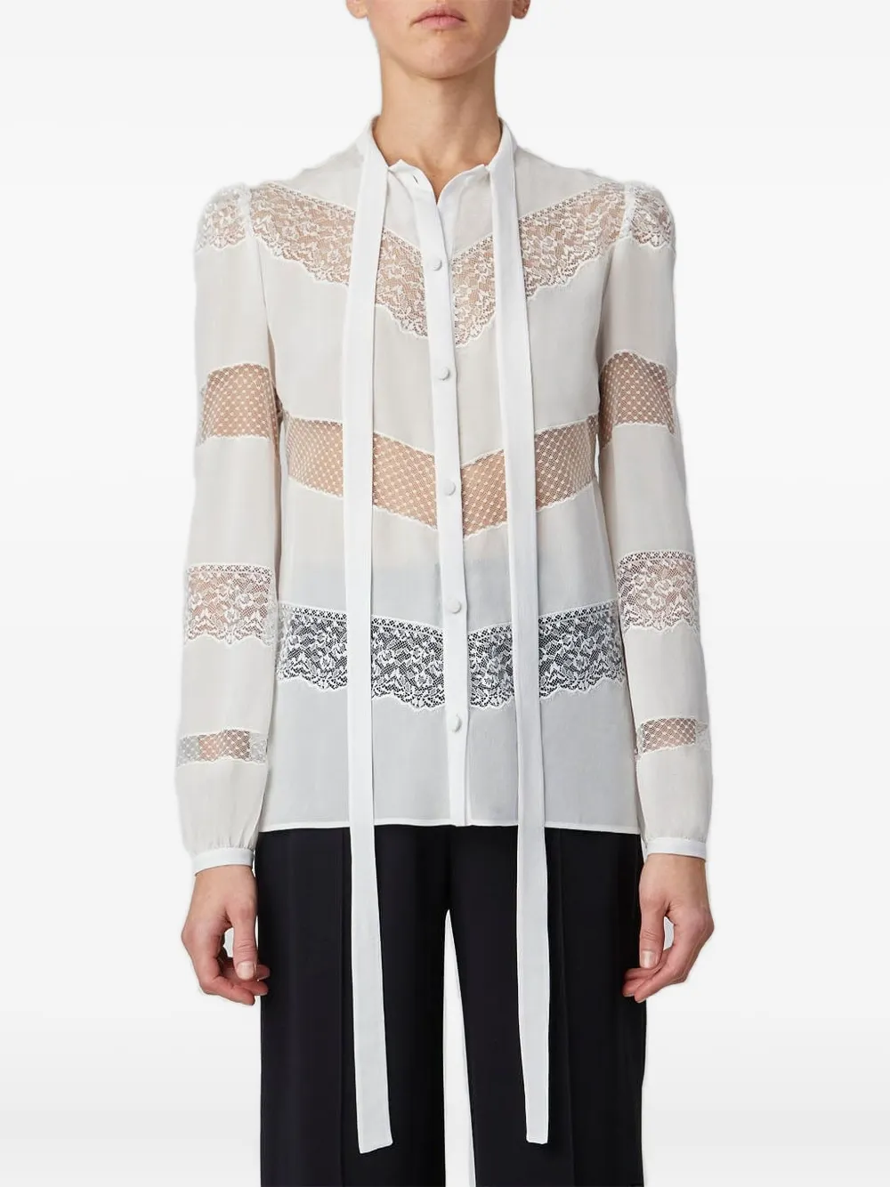 Elie Saab Lace-insert Crepe Shirt In White