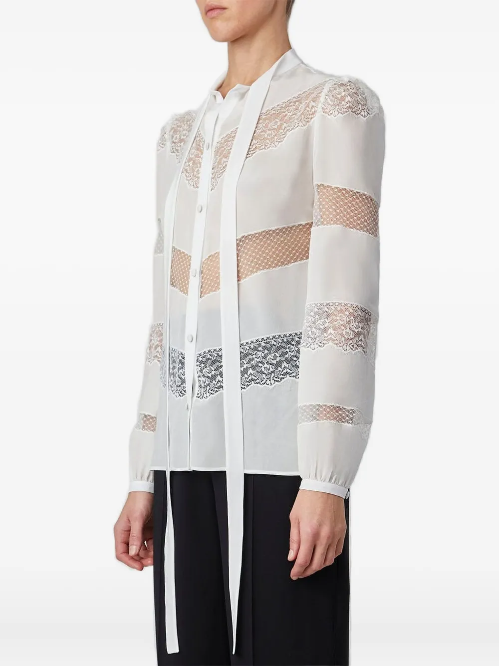 Elie Saab Lace-insert Crepe Shirt In White