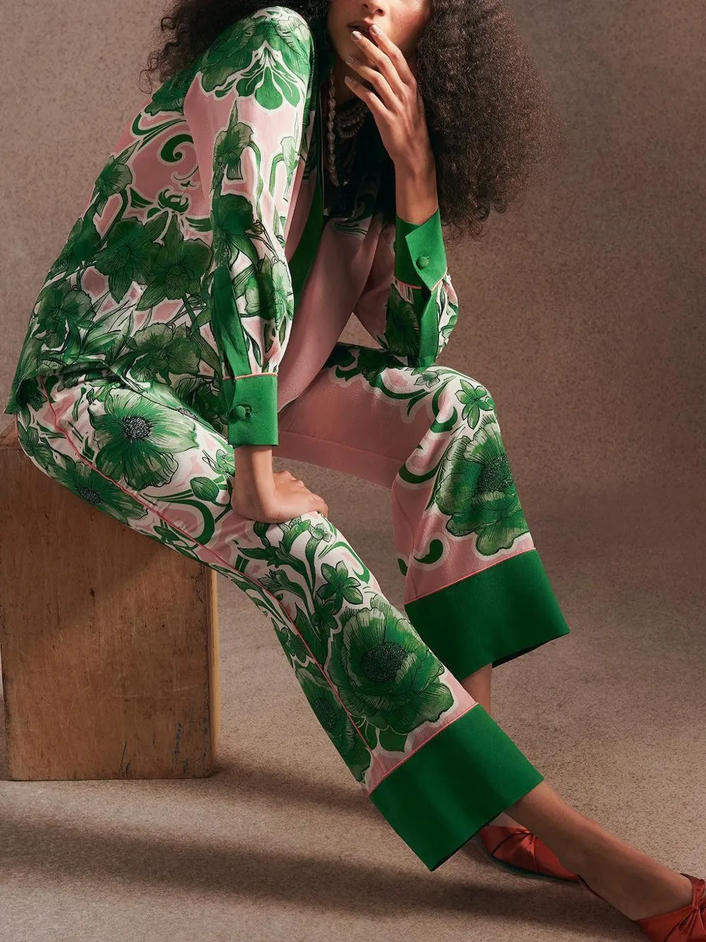 Borgo De Nor Havana floral-print trousers - Groen