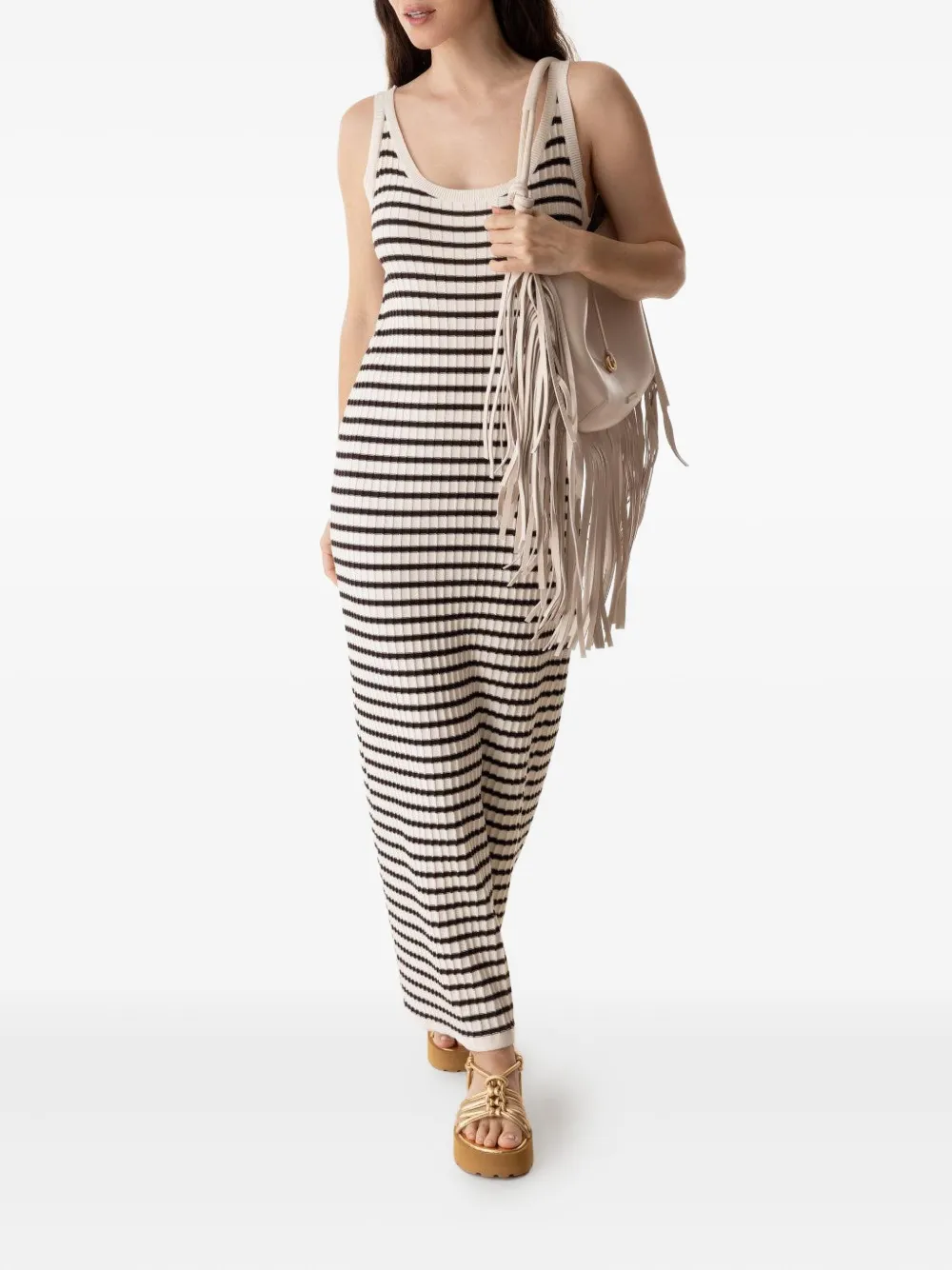 ASPESI striped ribbed maxi dress - Zwart