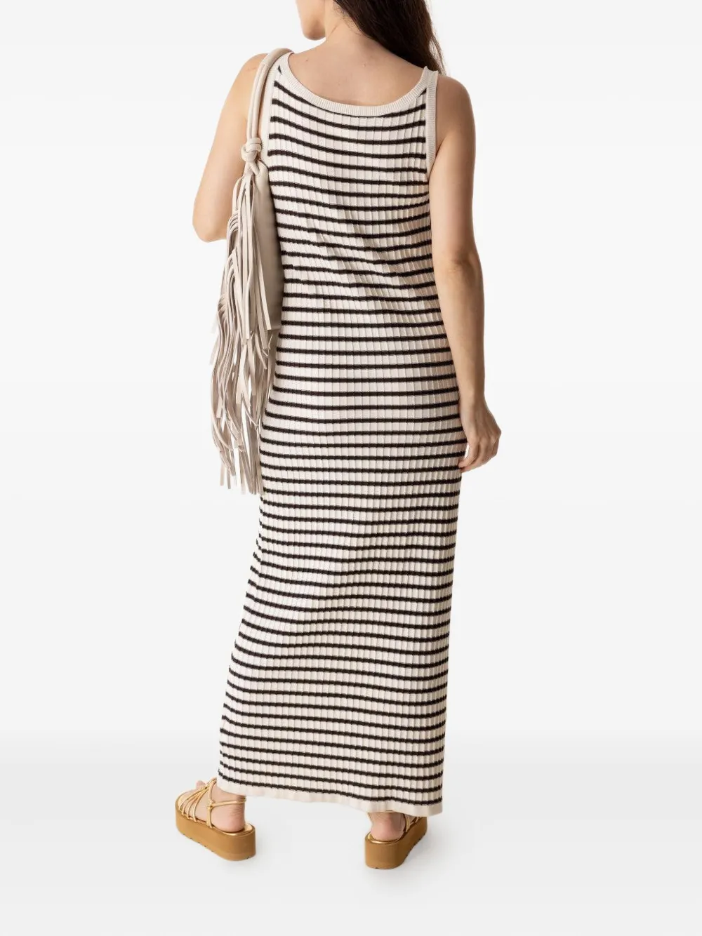 ASPESI striped ribbed maxi dress Zwart