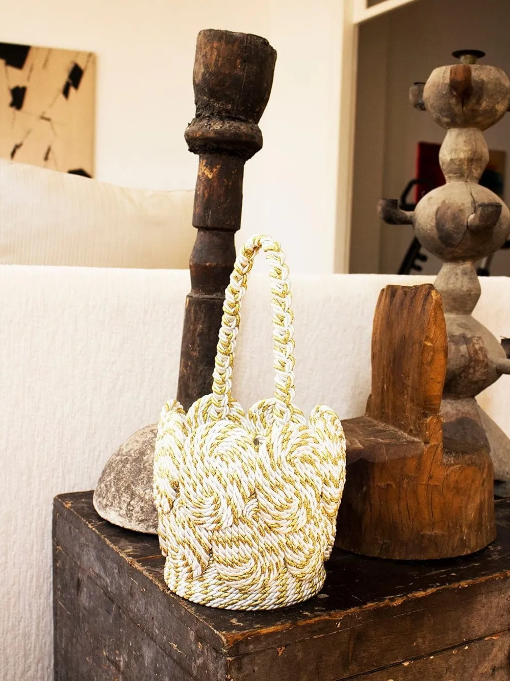Mehry Mu Chacha Rope-detail Bucket Bag In White