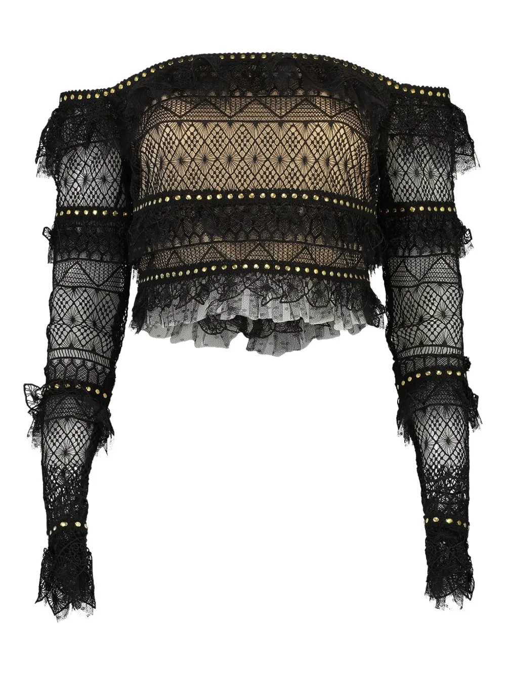Elie Saab Off-shoulder Lace Top In Black