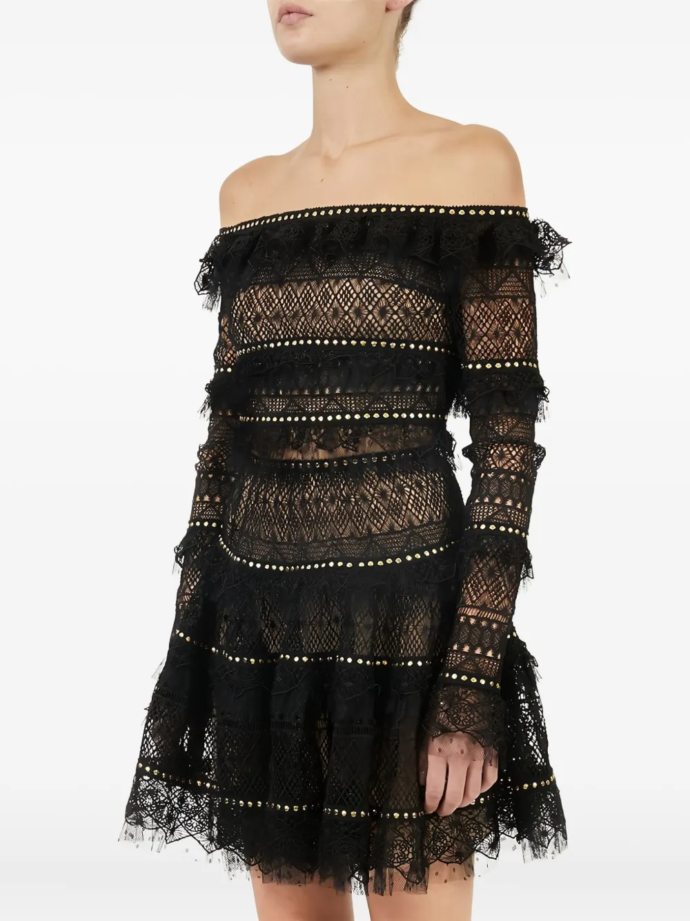 Elie Saab Off-shoulder Lace Top In Black