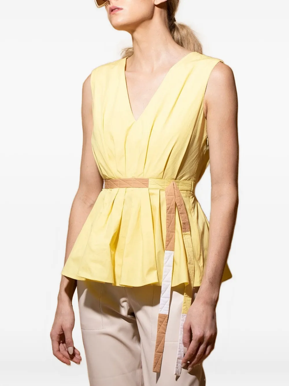  Roksanda Pleated V-neck Top - Yellow 