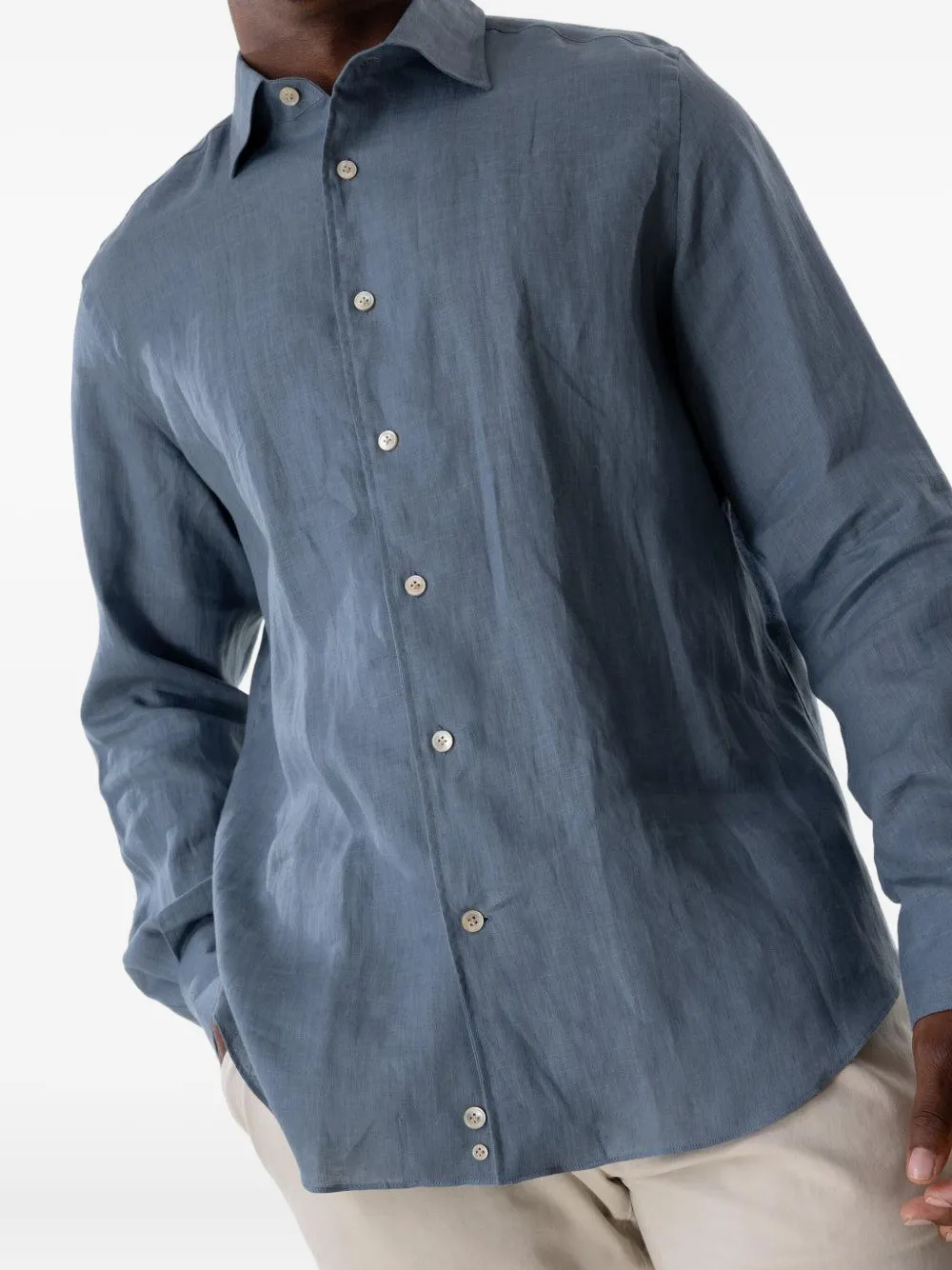 Eleventy long-sleeve button-down shirt Blauw