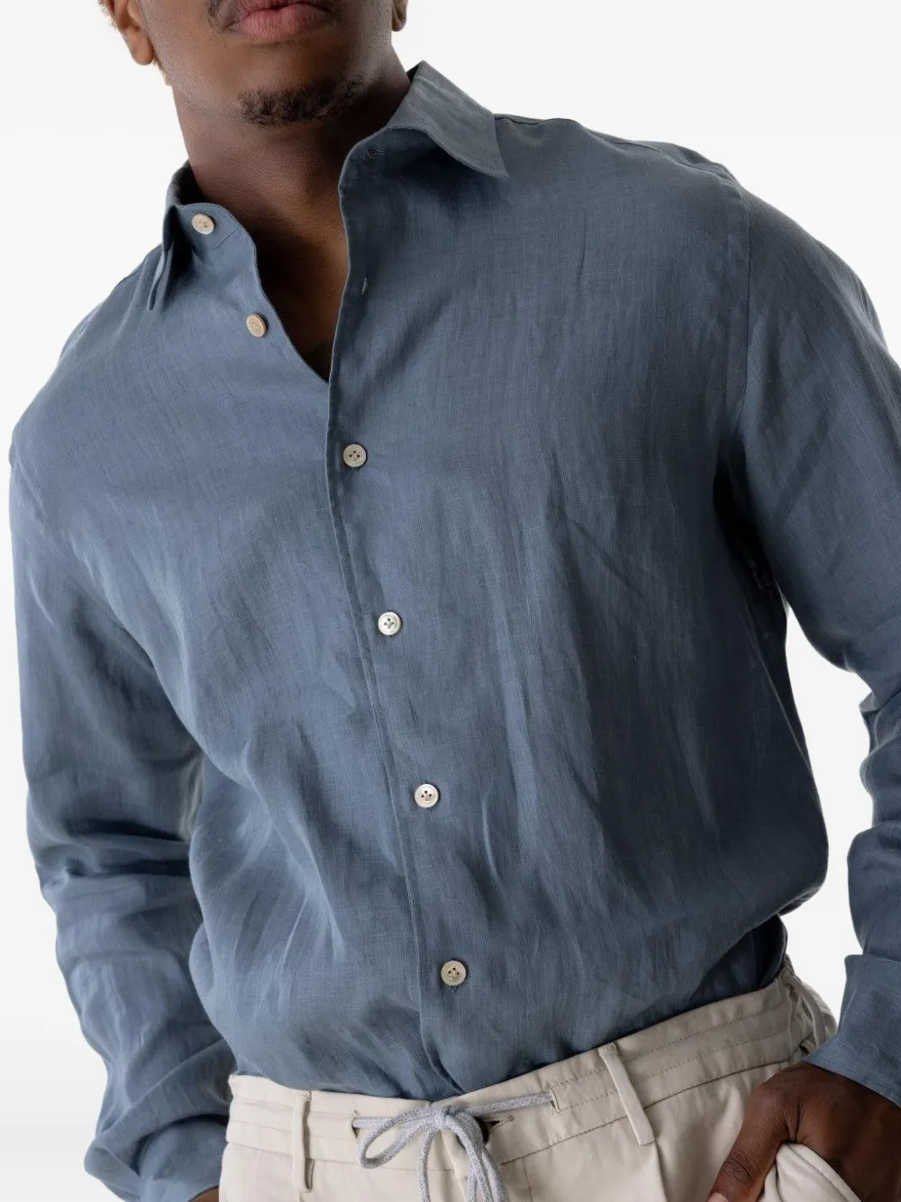 Eleventy long-sleeve button-down shirt Blauw