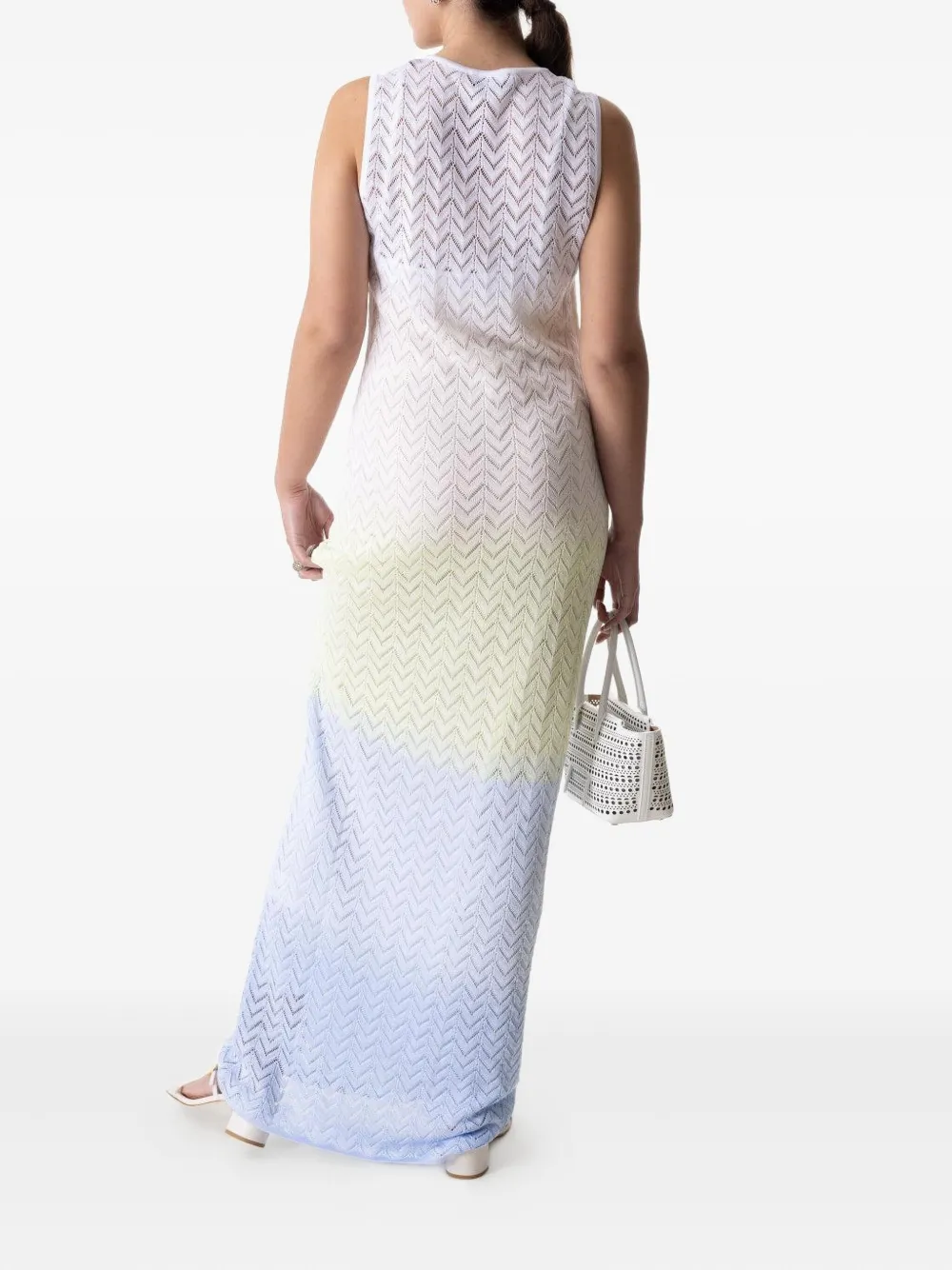 Missoni chevron-knit long dress - Blauw
