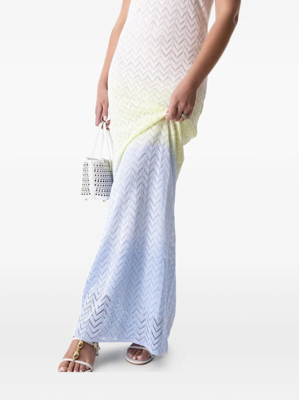 Missoni Chevron-knit Long Dress In Multi