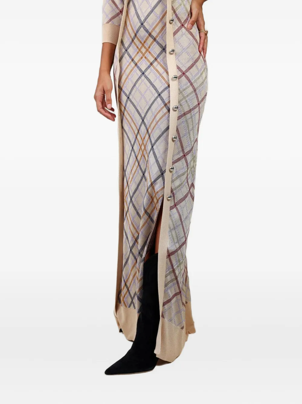 Rabanne Checked Cardigan Dress In Multi