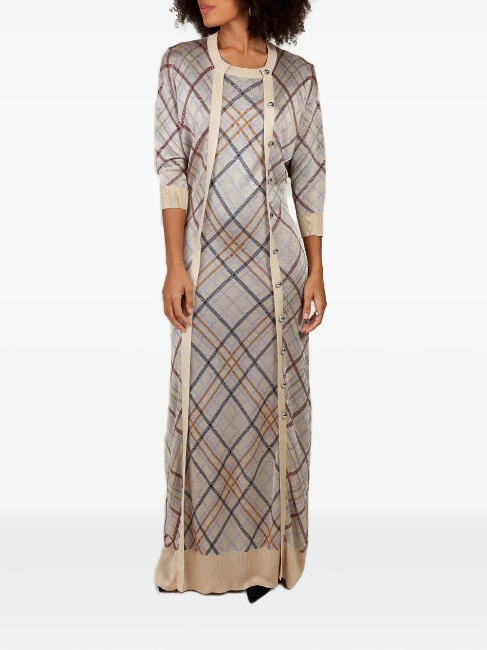 Rabanne checked cardigan dress - Beige
