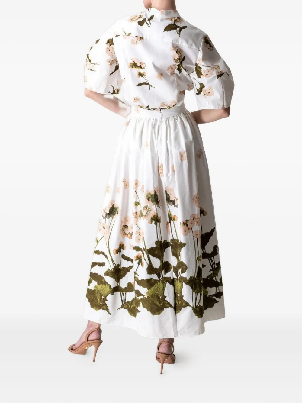ERDEM floral-print puff-sleeve shirt - Wit