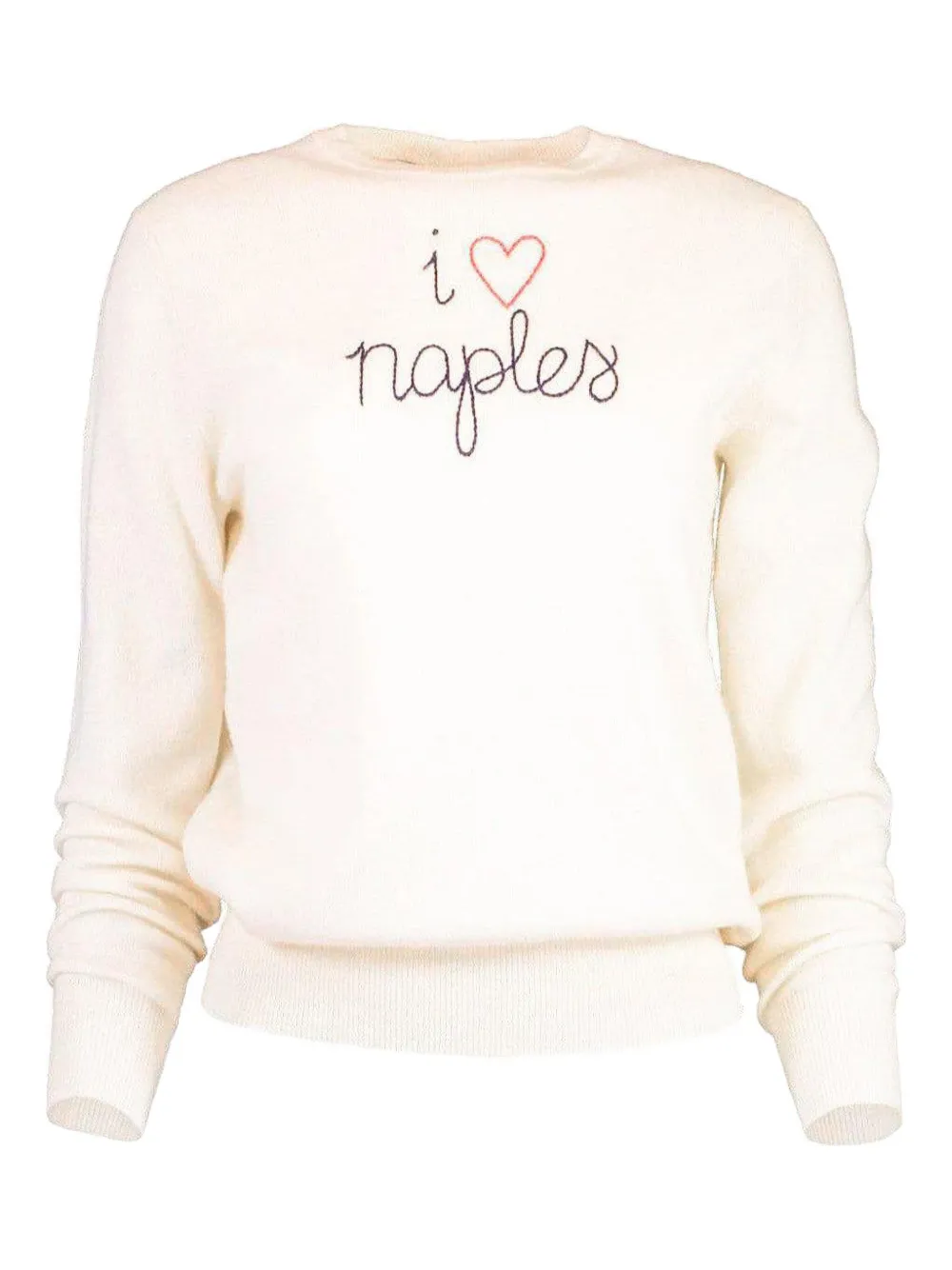 Lingua Franca I Love Naples Embroidered Crew-neck Sweater In Neutral