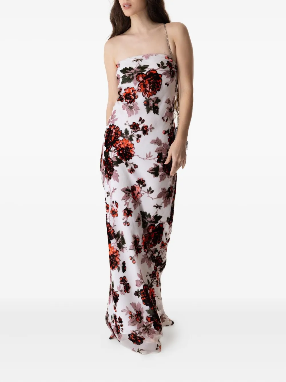 Rodarte floral-print strapless gown - Wit