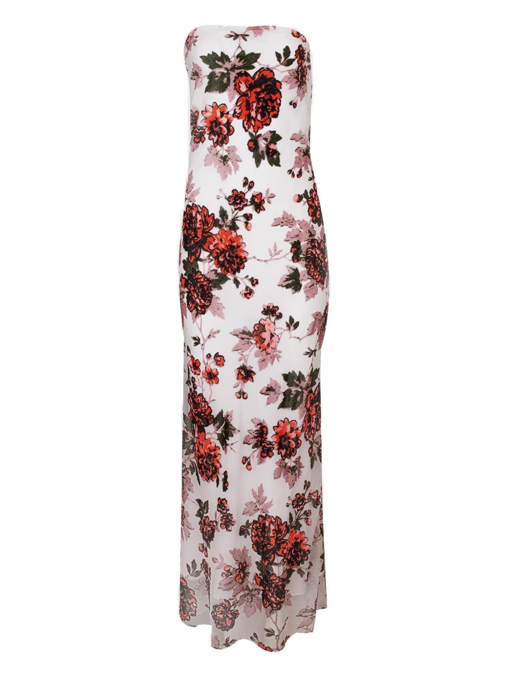 Rodarte Floral-print Strapless Gown In Multi
