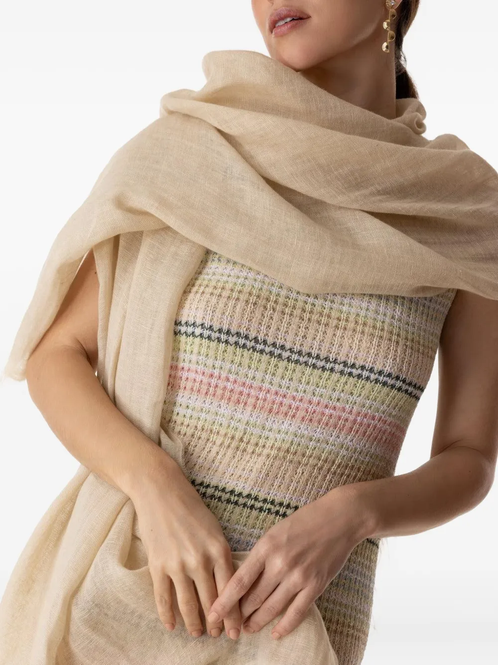 Peserico logo-embroidered scarf Beige