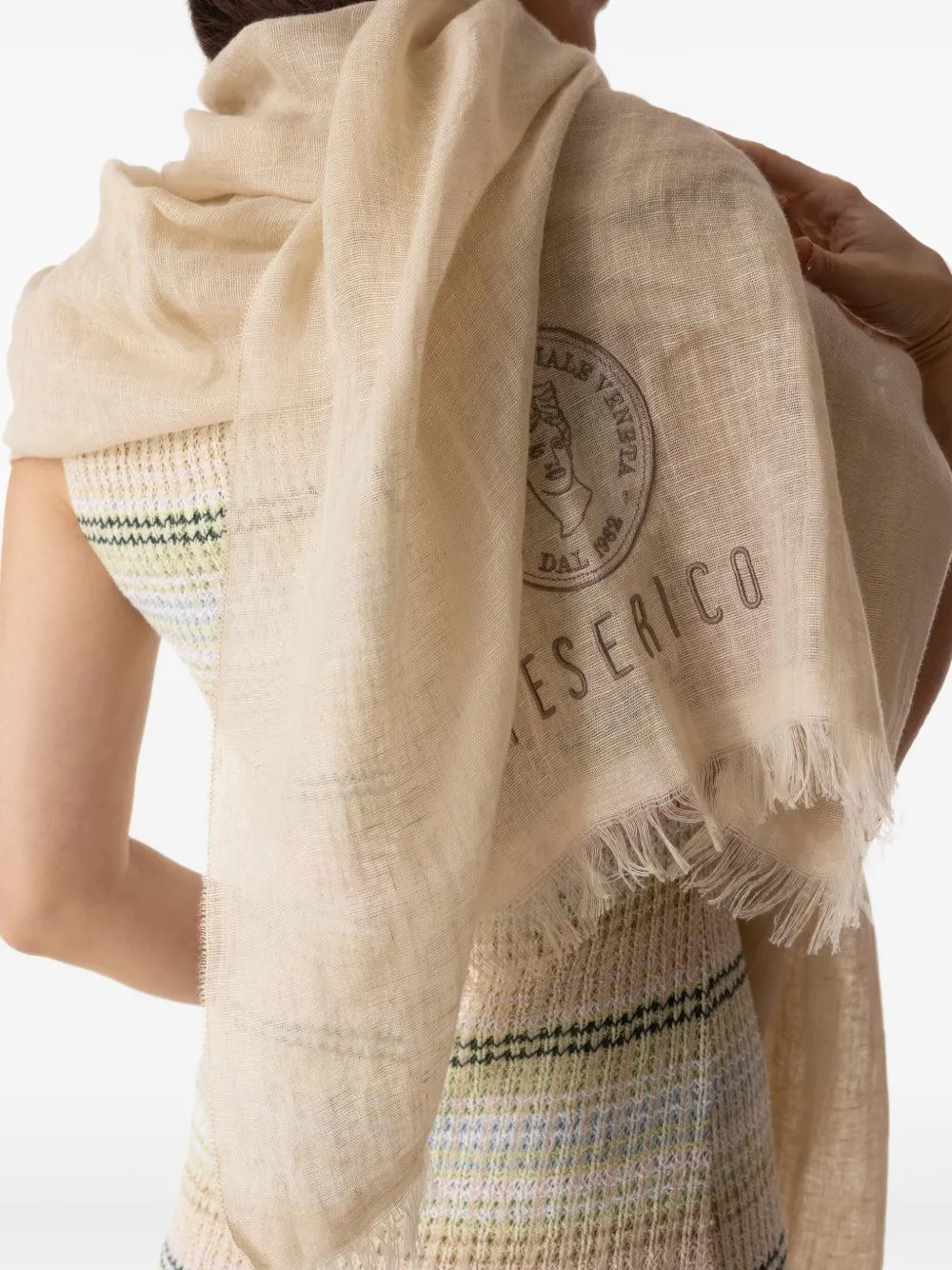 Peserico logo-embroidered scarf Beige