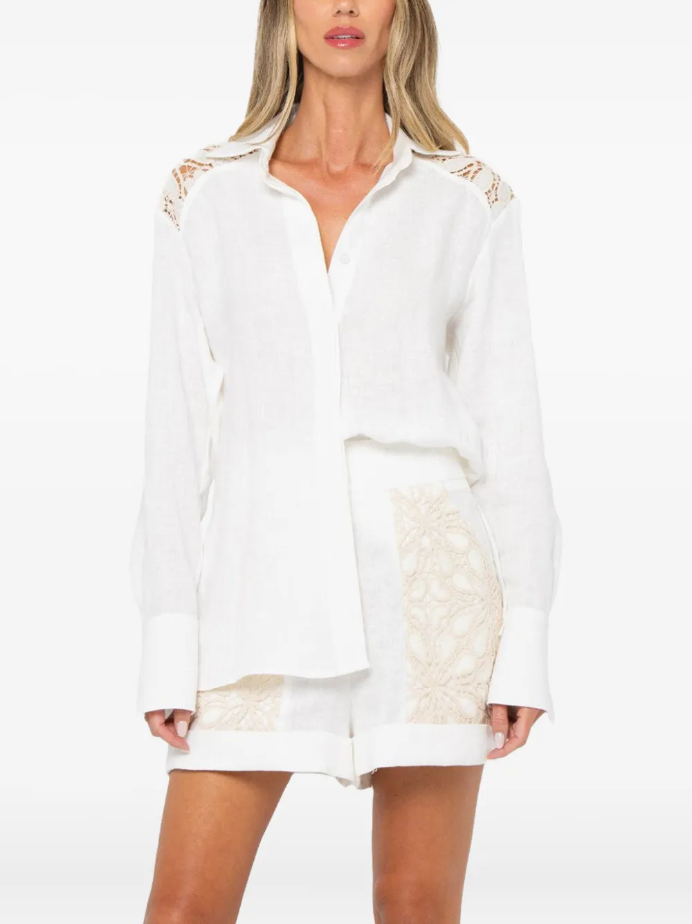 Jbq Lace-panelled Shorts In White