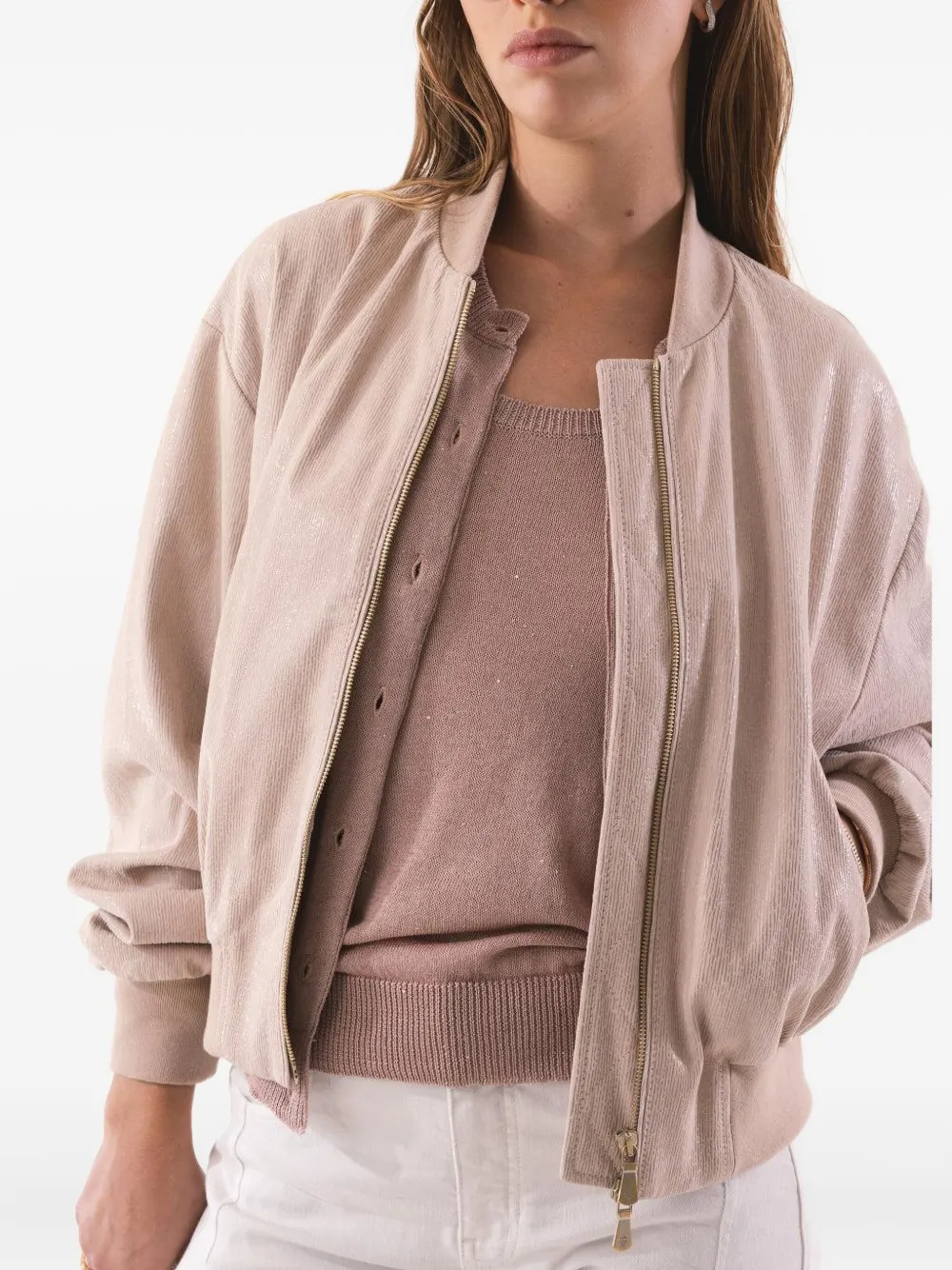 Eleventy Zip-up Bomber Jacket In Neutral
