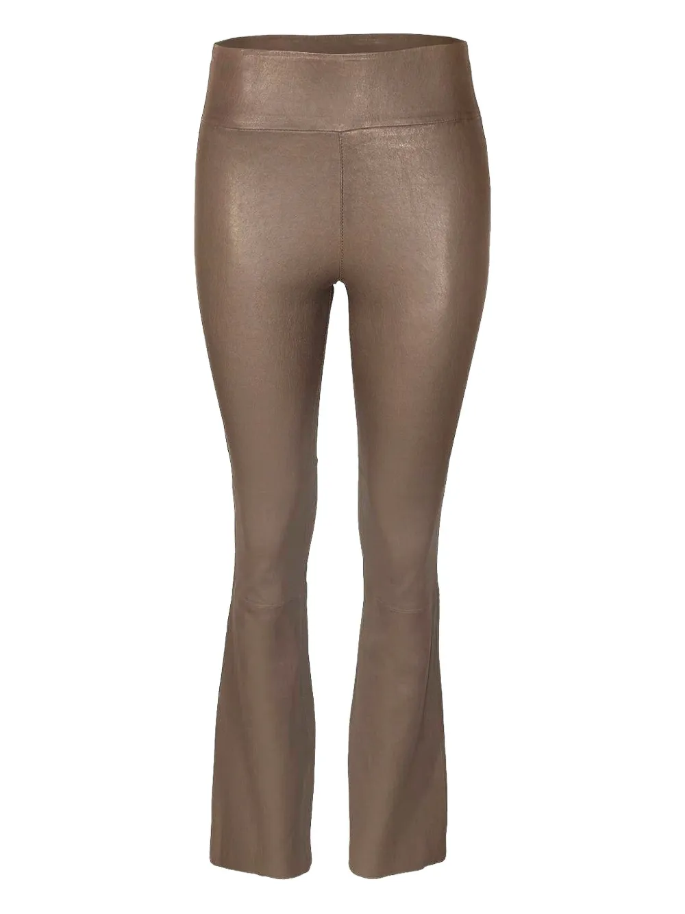 Sprwmn Flared Leather Leggings In Brown