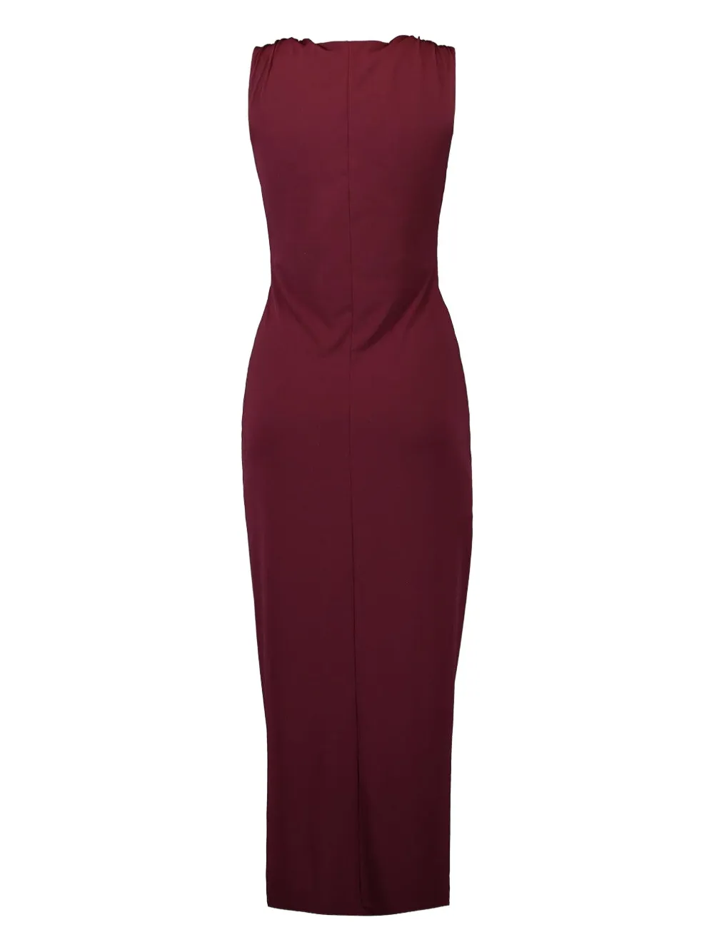Jbq V-neck Ruched Midi Dress In Burgundy