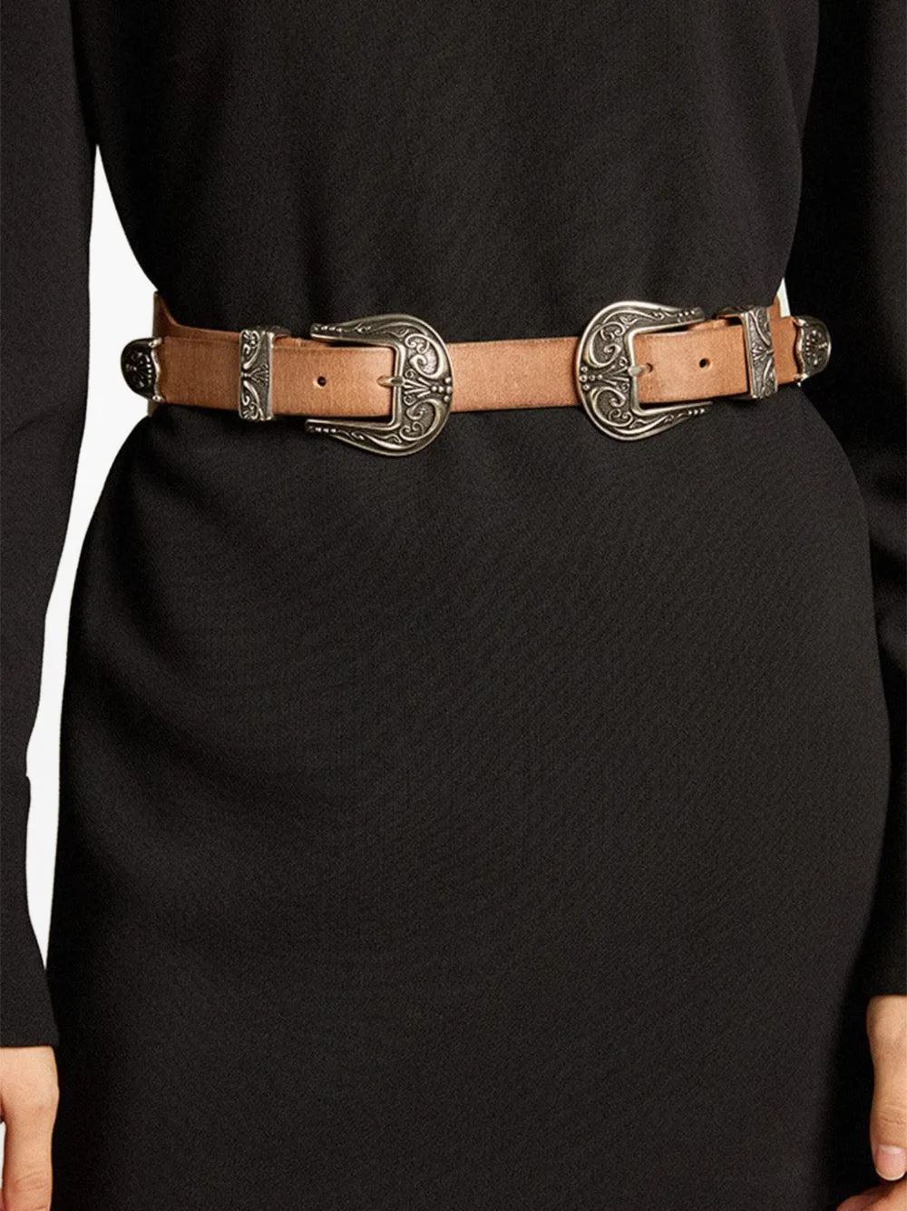 Golden Goose Double-buckle Leather Belt In Brown
