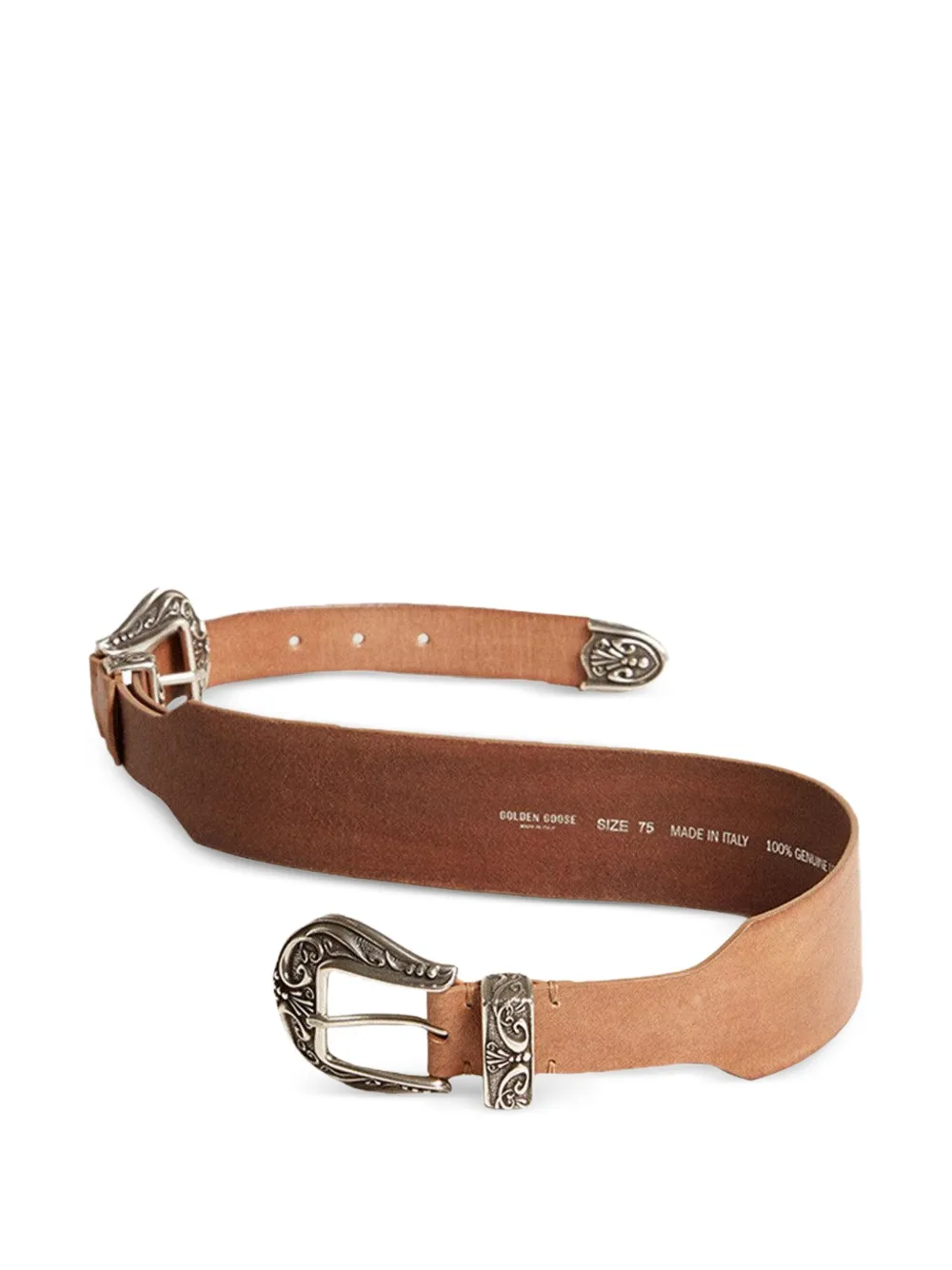 Golden Goose double-buckle leather belt - Bruin