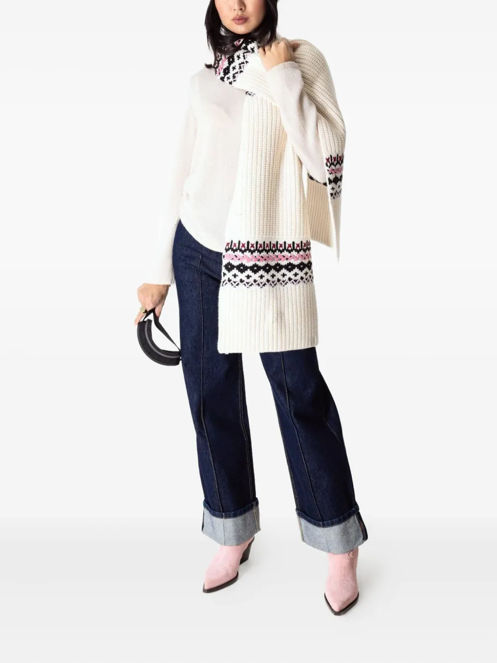 rag & bone Leigh fair-isle ribbed scarf Beige