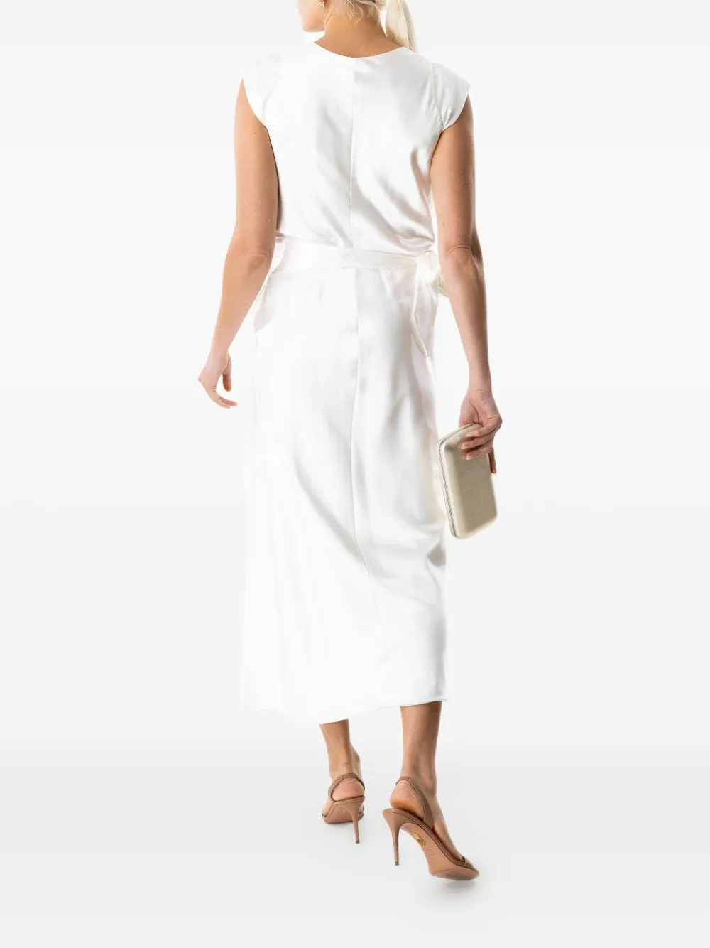 Peter Cohen wrap-neck cap-sleeve dress Wit