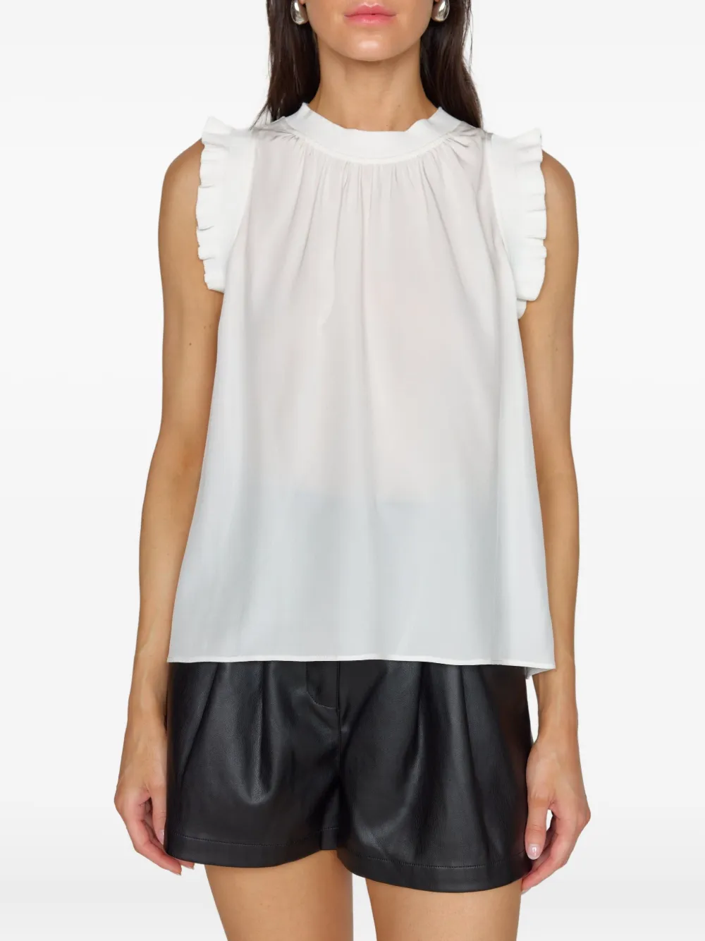 Christy Lynn Bonnie ruffled sleeveless top - Wit