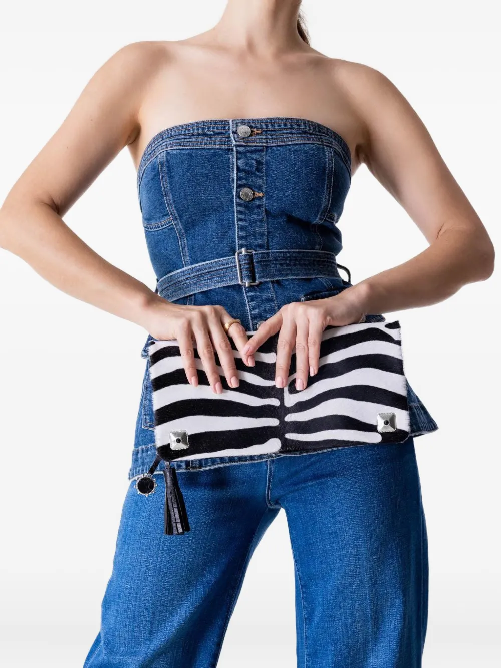 Jada Loveless Zebra Fold-over Clutch In Animal Print