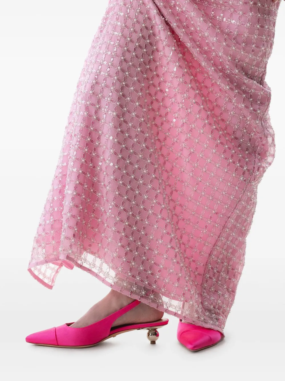 Giambattista Valli 35mm Satin Slingback Pumps In Pink