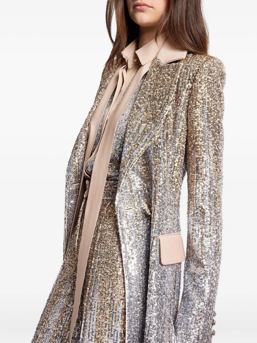 Elie Saab Sequin-embroidered Coat In Gold