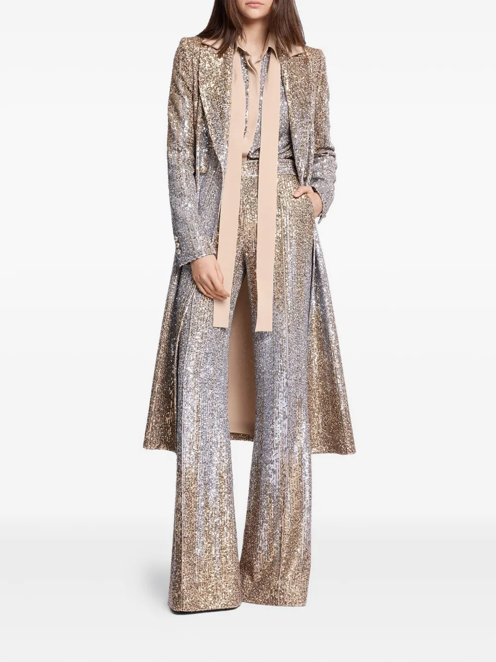 Elie Saab Sequin-embroidered Coat In Gold