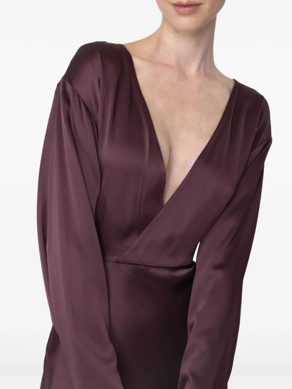 LAPOINTE v-neck side-slit dress 946 Mulberry