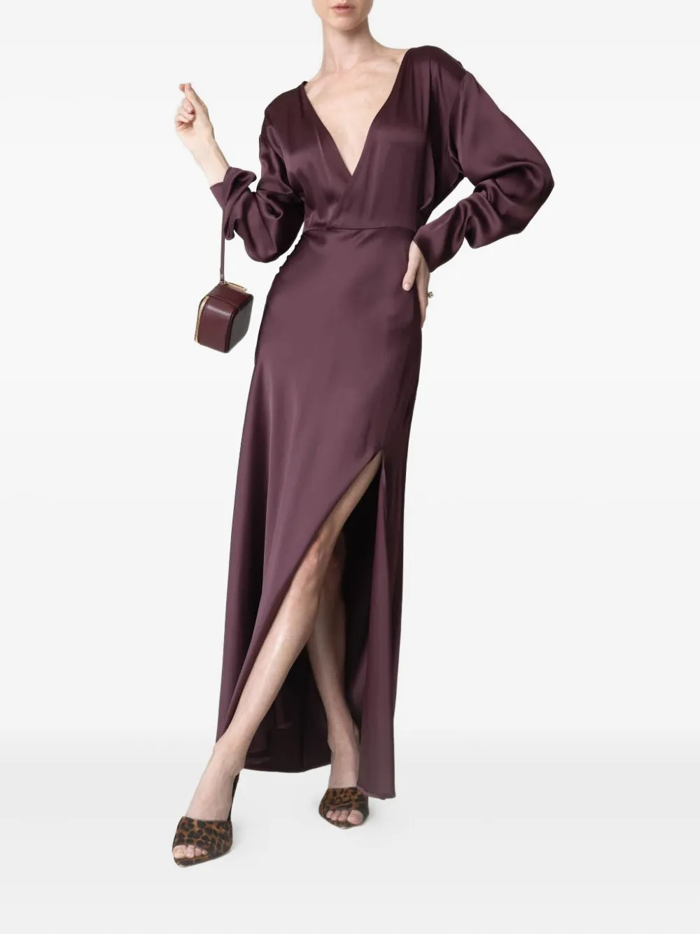 LAPOINTE v-neck side-slit dress - 946 Mulberry
