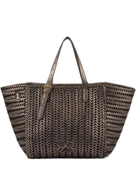 Anya Hindmarch Neeson Square herringbone-weave leather tote bag