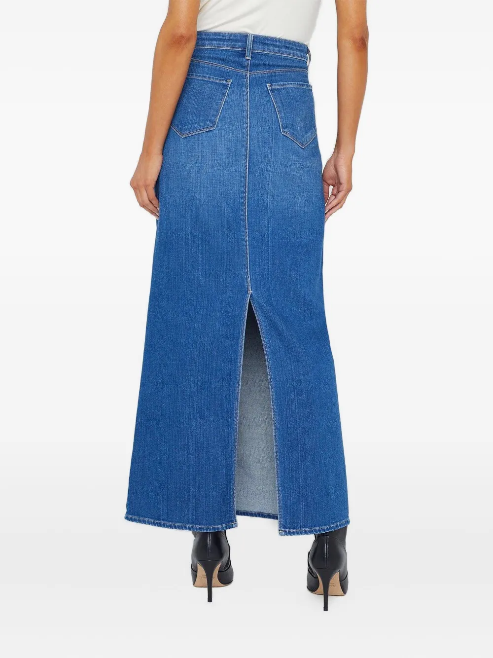 L'Agence denim maxi skirt Blauw