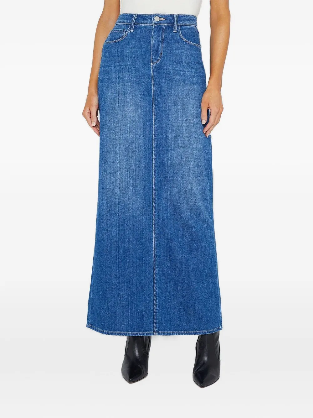L'Agence denim maxi skirt Blauw