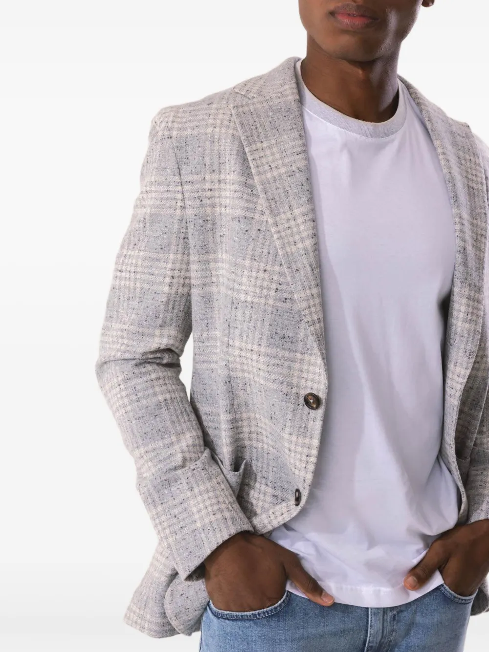 Eleventy single-breasted checked jacket LTGRYMLN