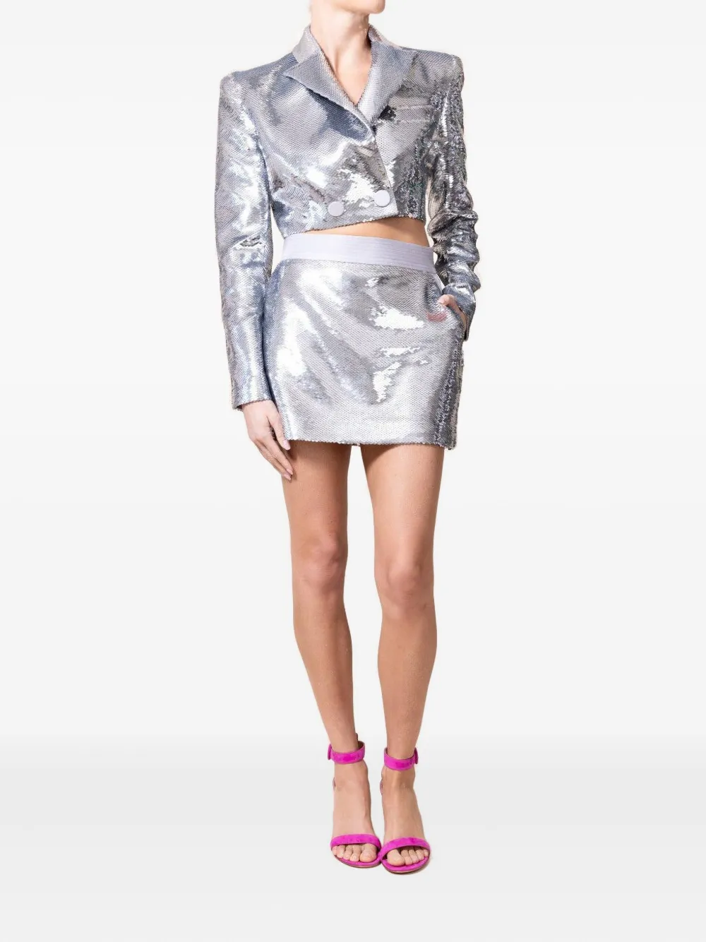 Alex Perry Delon sequinned mini skirt Zilver