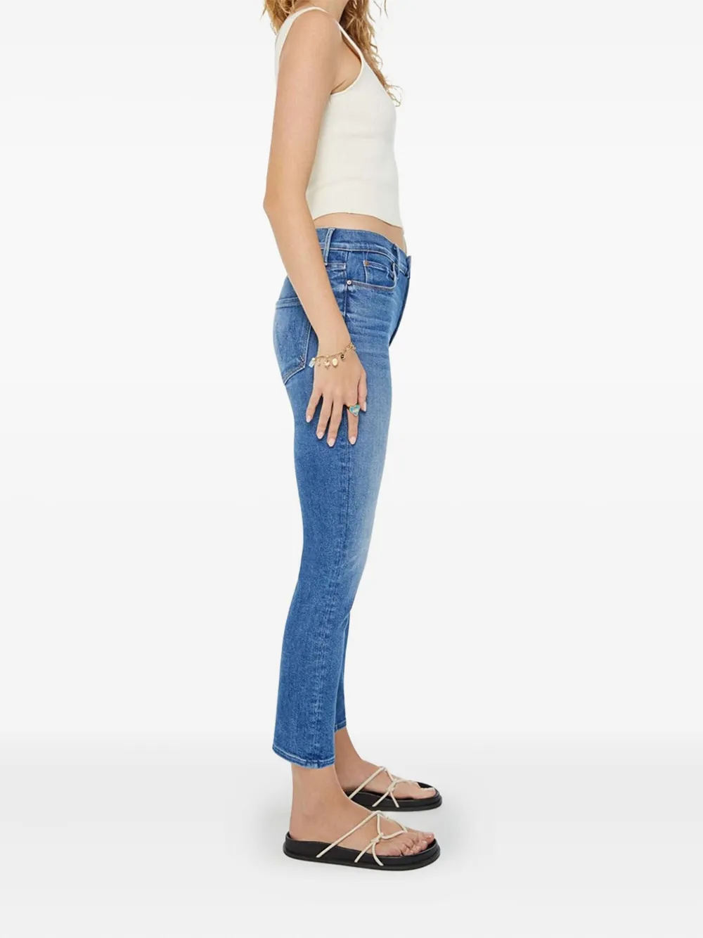 Mother The Dazzler Cropped Jeans In Blue