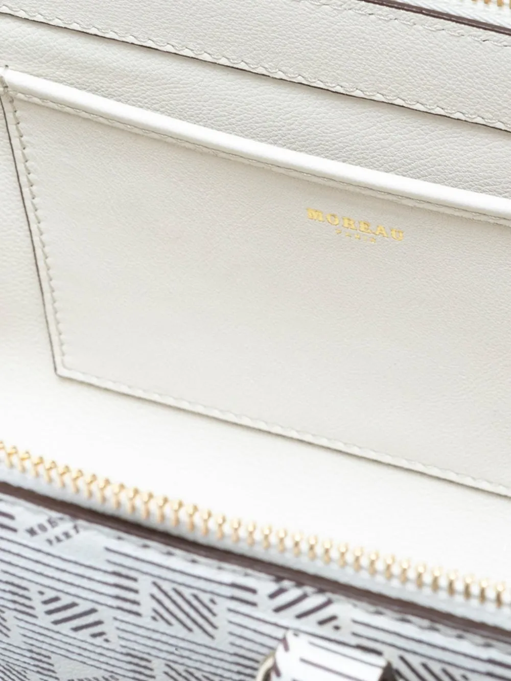 Moreau Liberte PM geometric-pattern boston bag Beige